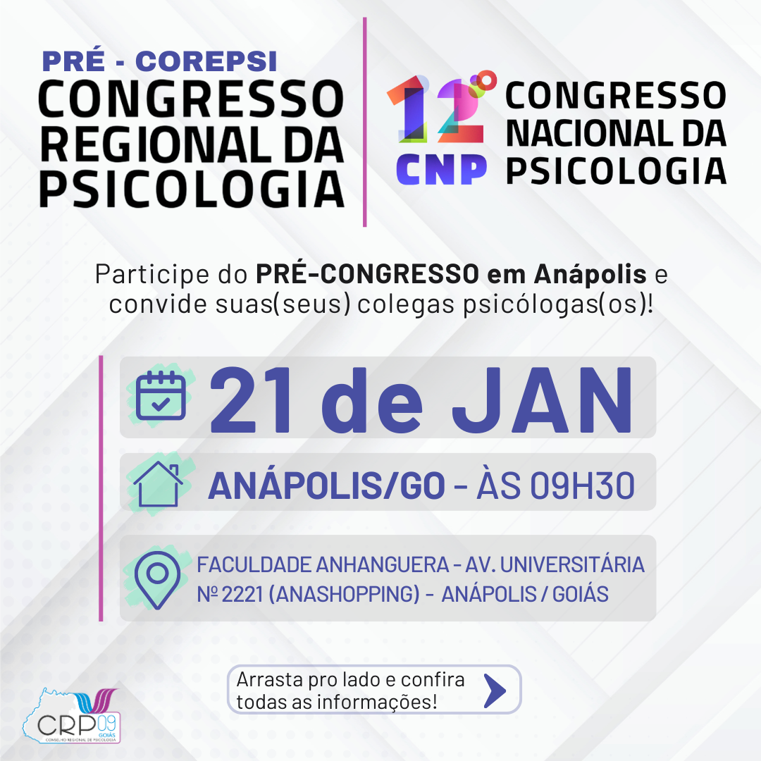 PRÉ-COREPSI dia 21 de Janeiro em Anápolis/GO