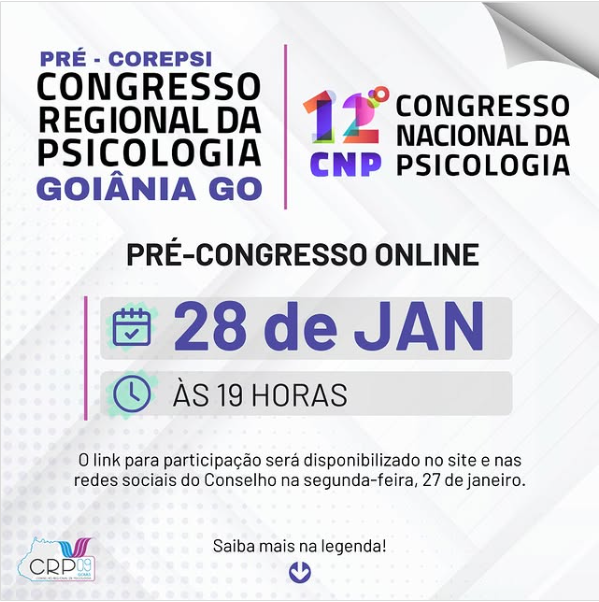 PRÉ-COREPSI ON-LINE dia 28 de janeiro