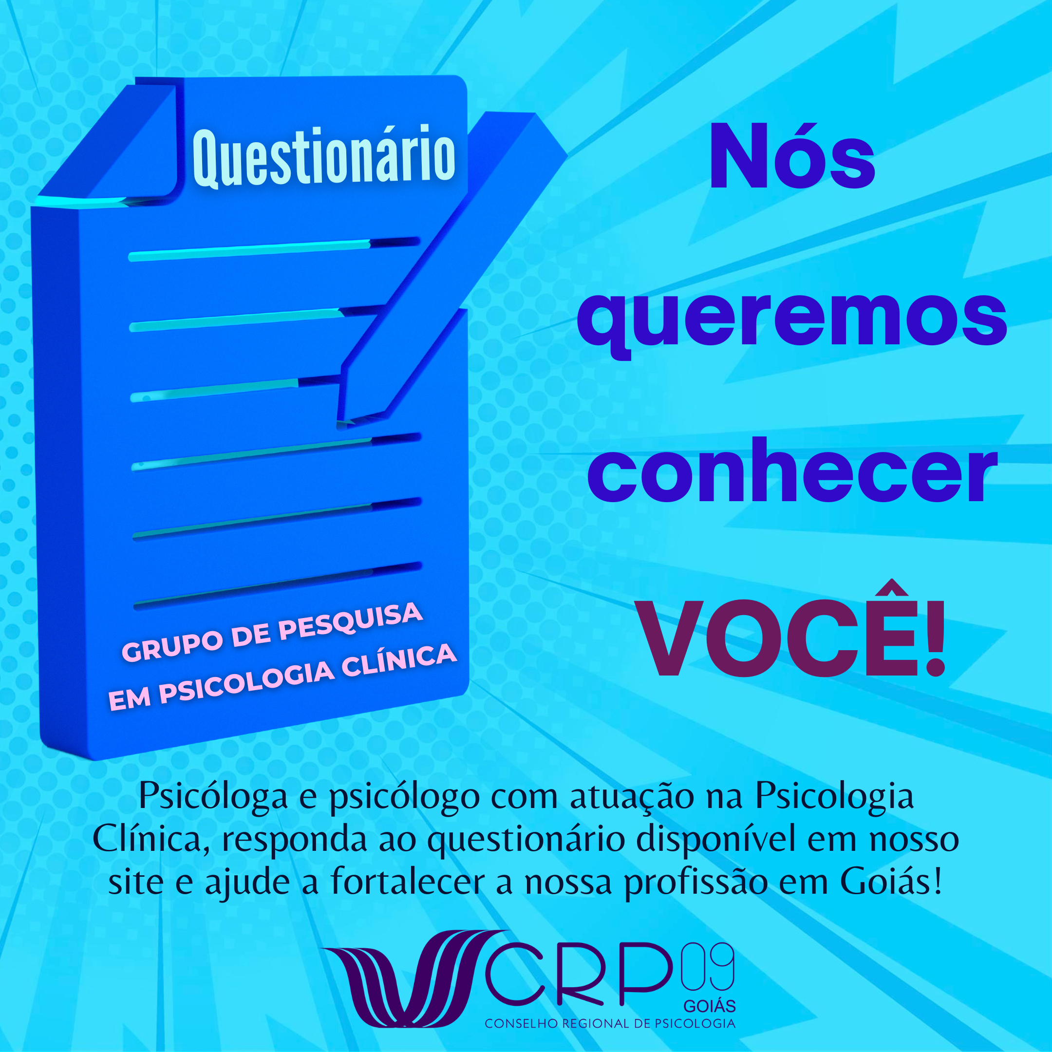 Questionário GRUPO DE PESQUISA EM PSICOLOGIA CLÍNICA Post para Instagram Quadrado