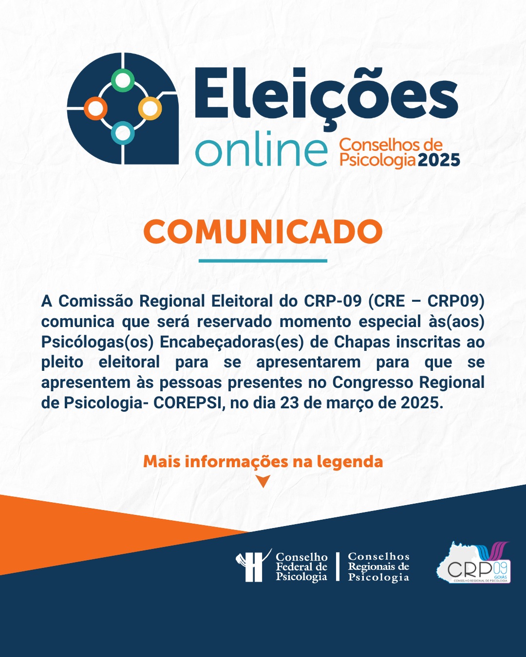 arte comunicado apresentação COREPSI 19 03 2025